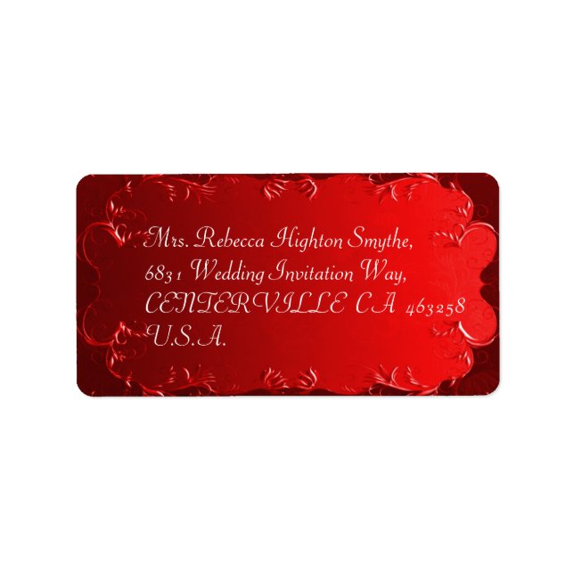 Élégants Étiquettes de adresse Mariages rouges (Devant)