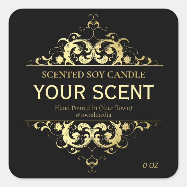 Élégants Étiquettes de produits Noir et Or (Devant)