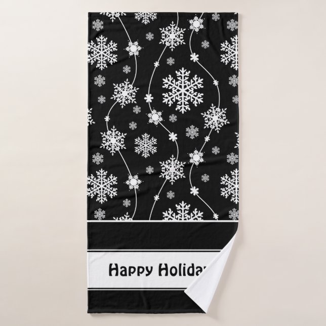 Élégants Motifs de flocon de neige noir et blanc d (Serviette de bain)