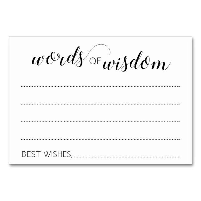 Élégants Mots de sagesse Cartes de conseil Mariage (Devant)