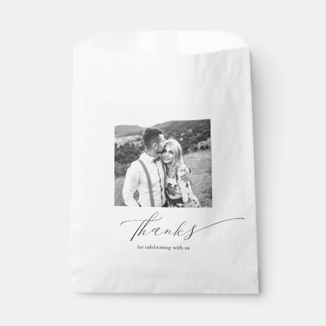 Elegat Calligraphy Photo Wedding Thank You Favour Bag (Front)