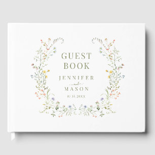 Elegat Colourful Wildflower Boho Wedding Guest Boo Book