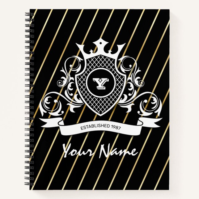 Elegenat White Monagram Fashioned Notebook (Front)