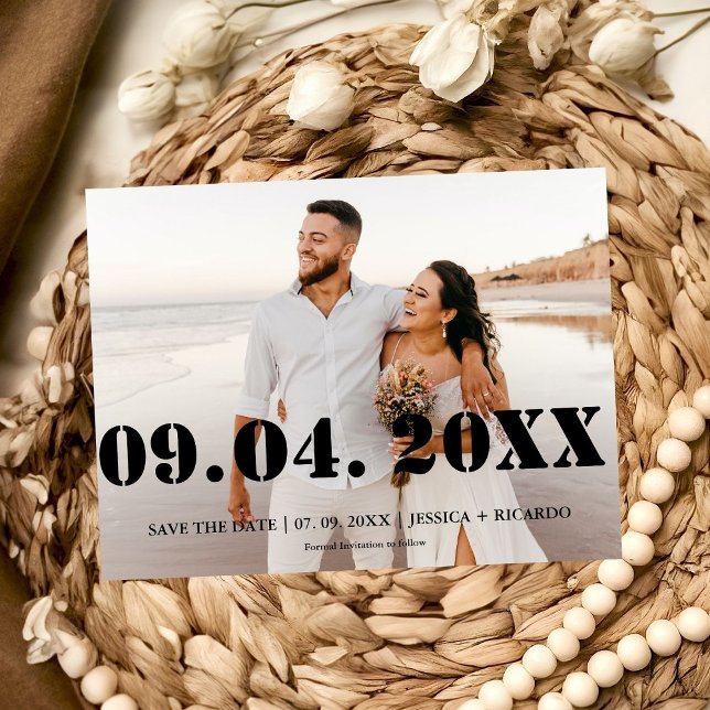 Elegent & Chic Bold Letter Wedding save the date Holiday Card (Creator Uploaded)