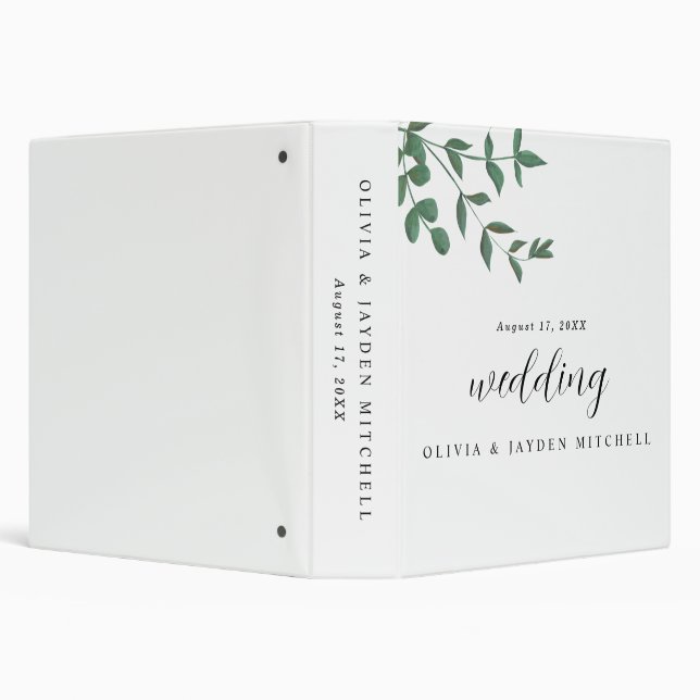Elegent Eucalyptus Greenery Wedding Photo Album Binder (Background)