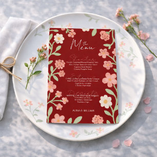 Elegent Floral Red Pink Border Minimal Menu