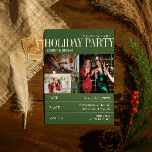 Elegent Green Magazine Cover Christmas Party Holiday Card