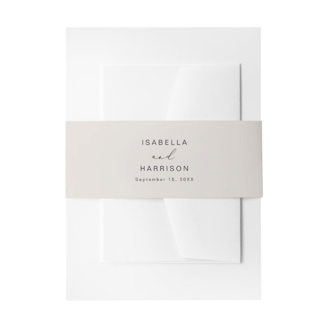 Elegent Minimalist Cream Beige Wedding Suite Invit Invitation Belly Band (Front Example)