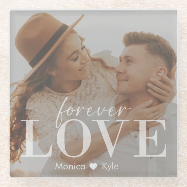 Elegent Modern Forever Love Couple Photo Coaster (Front)