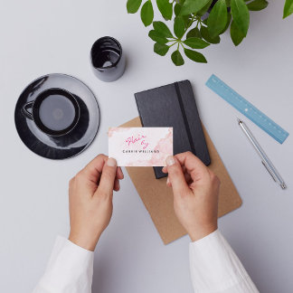 Elegent Professional Minimal Pink Hair Stylist Business Card