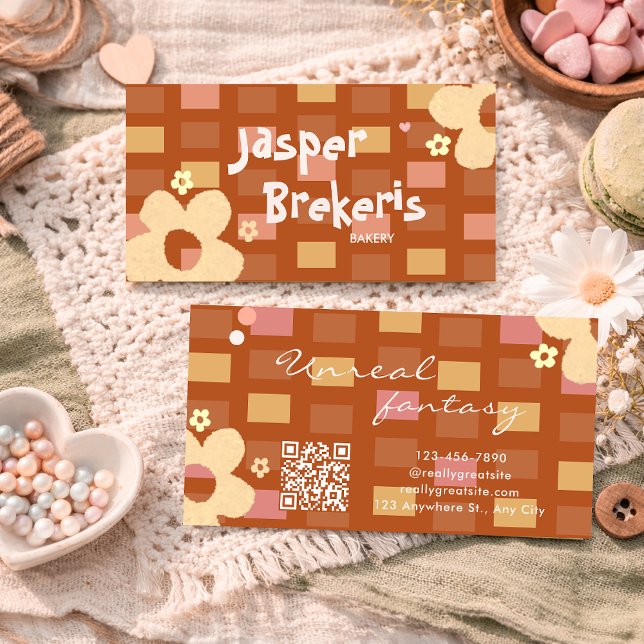 Elegent Retro Chic Brown Daisy Cute  Business Card (Creator Uploaded)