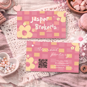 Elegent Retro Chic Pink Daisy Cute Business Card