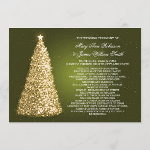 Elegnat Christmas Wedding Program Gold Green