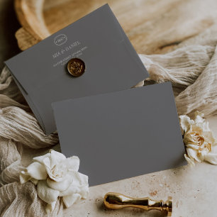 Elegnt Chic Graphite Grey Wedding Monogram Envelope