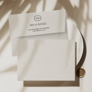 Elegnt Chic Light Grey Wedding Monogram Envelope