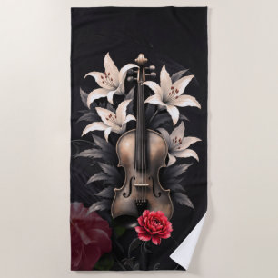 Elegy for a Fallen Song – Romantic Gothic Violin Beach Towel