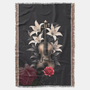 Elegy for a Fallen Song – Romantic Gothic Violin  Throw Blanket