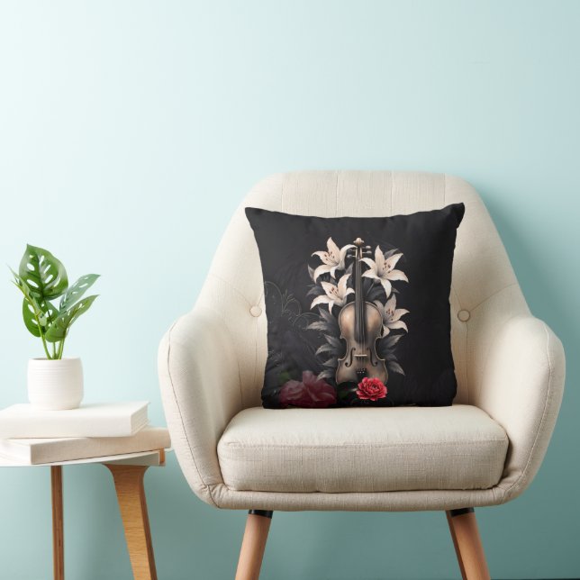 Elegy for a Fallen Song – Romantic Gothic Violin  Throw Pillow (Chair)