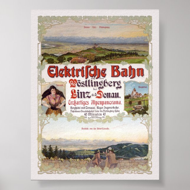 Elektrische Bahn Autriche Poster vintage 1902 (Devant)