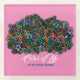 Elelgant Colour of Life Design Glass Coaster