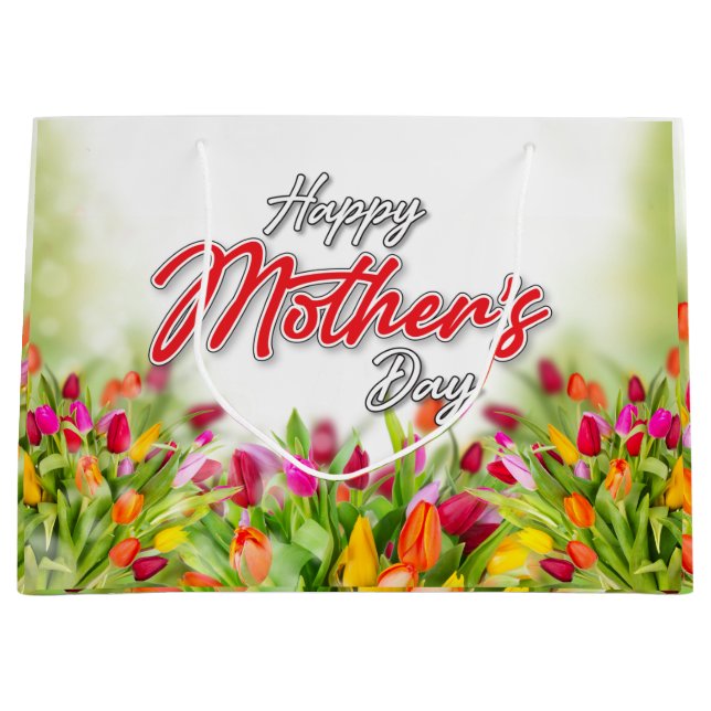 Elelgant Colourful Mother’s Day Design Large Gift Bag (Front)
