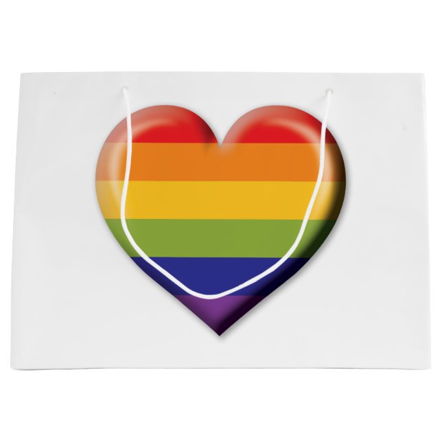 Elelgant Minimalist Rainbow Heart Design Large Gift Bag (Front)