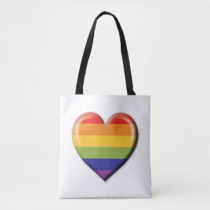 Elelgant Minimalist Rainbow Heart Design Tote Bag