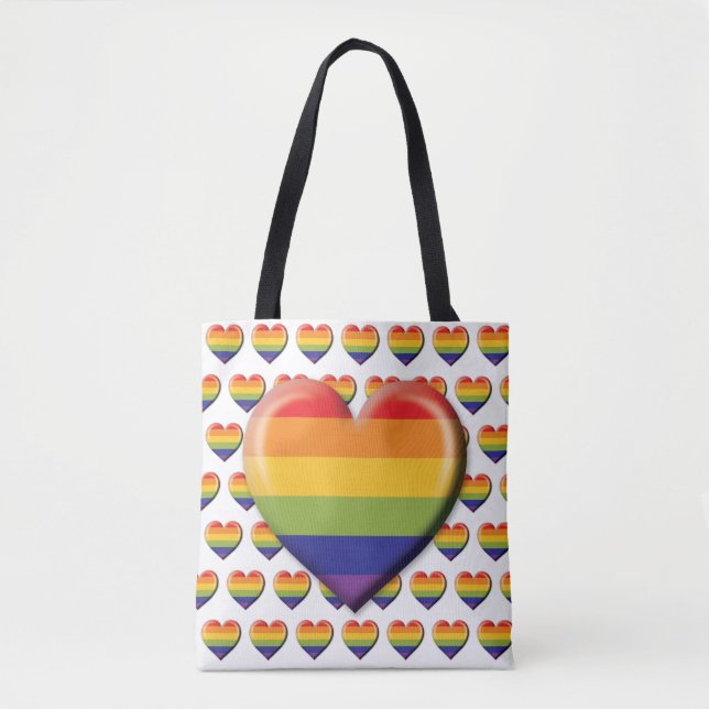 Elelgant Minimalist Rainbow Heart Design Tote Bag (Front)