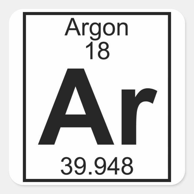 Element 018 - Ar - Argon (Full) Square Sticker (Front)