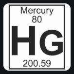 Element 080 - Hg - Mercury (Full) Square Sticker<br><div class="desc">The eightieth element (Mercury) from the Periodic table. Full version. Great gift for e.g. a 80th birthday.</div>