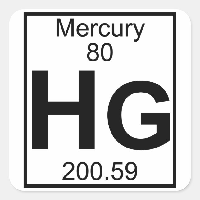 Element 080 - Hg - Mercury (Full) Square Sticker (Front)