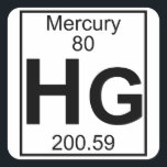 Element 080 - Hg - Mercury (Full) Square Sticker<br><div class="desc">The eightieth element (Mercury) from the Periodic table. Full version. Great gift for e.g. a 80th birthday.</div>