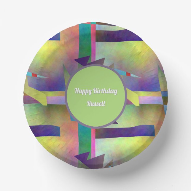 Elemental Abstract Pattern Any Age Adult Birthday  Paper Plate (Front)