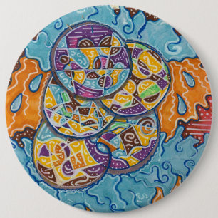 Elemental Abstract Surf 6 Inch Round Button
