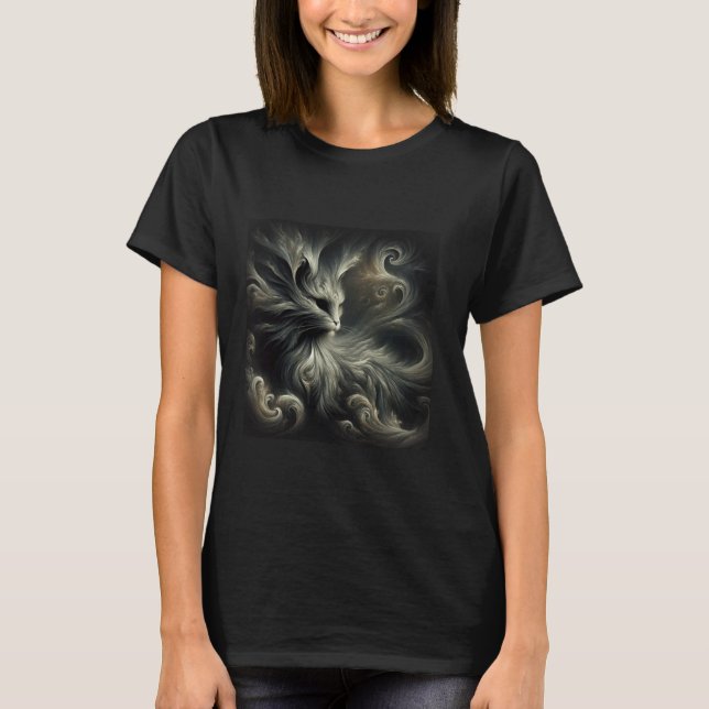 Elemental Air Dark Fantasy Wind Cryptid Cat Faced  T-Shirt (Front)