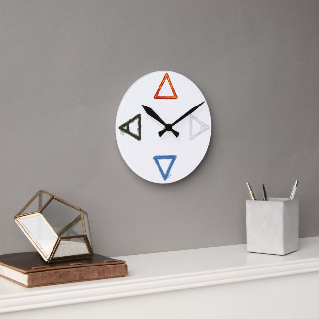 Elemental Alchemy Symbols Round Clock (Office)