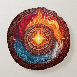 Elemental Circle Of Power Round Pillow