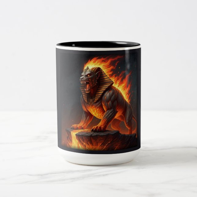 Elemental Fire Sphinx  Two-Tone Coffee Mug (Center)