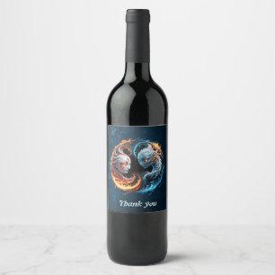 Elemental harmony, yin and yang of nature. wine label