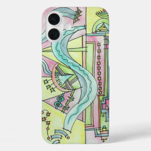 Elemental-Modern Geometric Watercolor Art iPhone 16 Plus Case