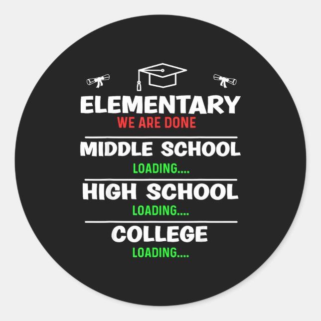 Elementary graduation class 2024 5th 6th grade classic round sticker (Front)