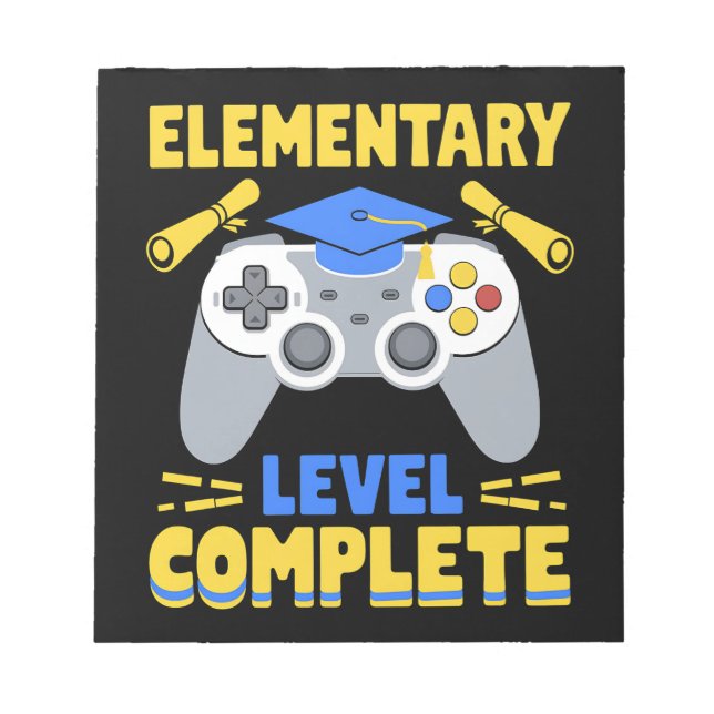 Elementary Level Complete Gaming Gamer Graduation Notepad (Front)