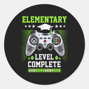 Elementary Level Complete Graduation Cl 2025 Gamer Classic Round Sticker