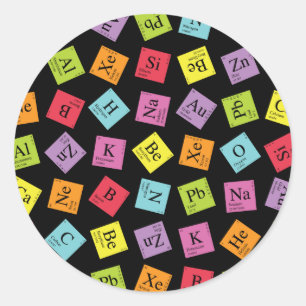 Elementary Periodic (Dark) Classic Round Sticker