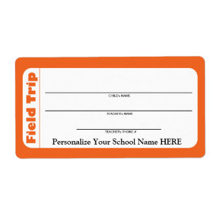 Elementary / Pre-School Child Field Trip Labels