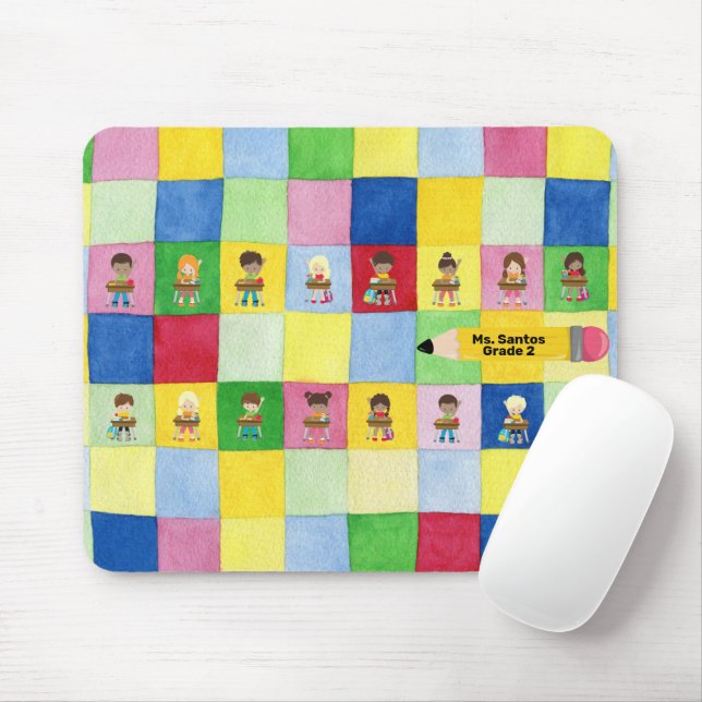 Elementary School Classroom Children at Desks Mouse Pad (With Mouse)