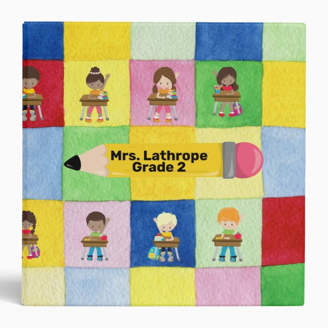 Elementary School Classroom Children Custom Binder (Front)