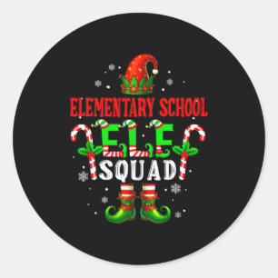 Elementary School Elf Squad Xmas Elf Hat Scute Ss Classic Round Sticker