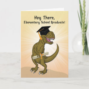 Elementary School Graduation T-Rex Dinosaur Card