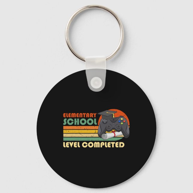 Elementary School Level Complete - Funny Gamer Gra Keychain (Front)